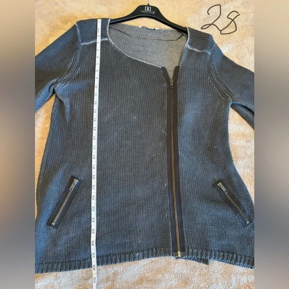 Soft Surroundings Sion Moto Sweater Gray Distressed Size Large Long Sleeve - Picture 3 of 5